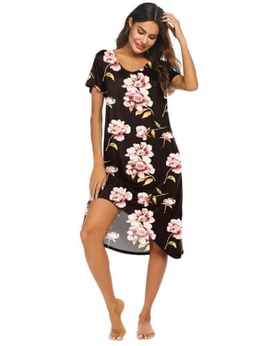 Ekouaer Comfy Plus Size Womens Short Sleeve Sleepwear S-3XL
