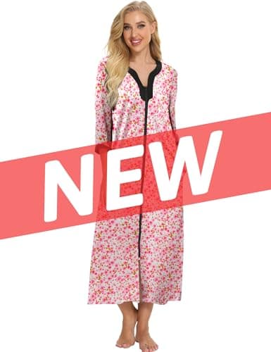 Bloggerlove Women's Zip Up Cotton Nightgown & Nightwear