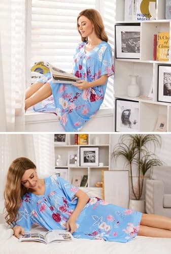 Bloggerlove Floral V-Neck Dress for Women - Lounging and Relaxing at Home