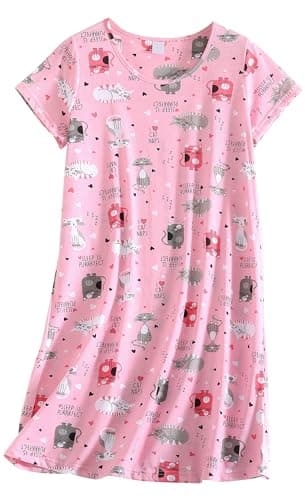 PNAEONG Women's Cotton Short Sleeve Nightgown Casual Print Sleepdress