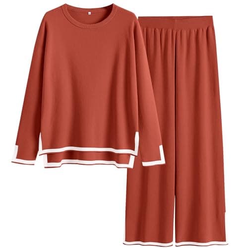 ANRABESS Women's Knit Sweater & Wideleg Pants Matching Sweatsuit Set