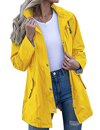 Kikibell Women's Striped Hooded Raincoat
