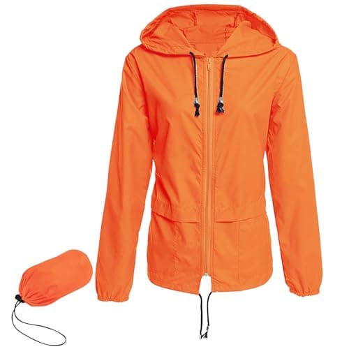 Century Women's Packable Waterproof Raincoat With Hood Windbreaker Jacket
