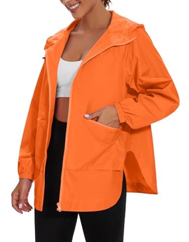 PESION Women's Waterproof Lightweight Raincoat with Pockets