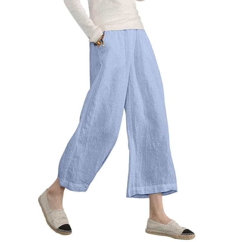 Sure, here's a refined and simplified version of the title:

ECUPPER Women's Loose Elastic Waist Cotton Cropped Wide Leg Pants