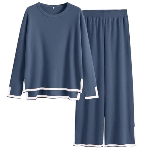 ANRABESS Women's Knit Sweater & Wideleg Pants Matching Sweatsuit Set