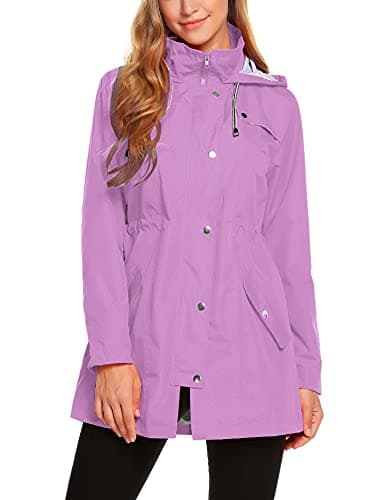 ZHENWEI Women's Lightweight Hooded Waterproof Outdoor Rain Jacket S-XXL