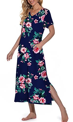 Women's Long Nightgown with Pockets