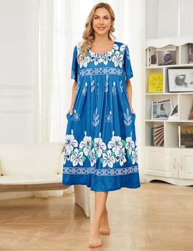 Bloggerlove Hawaiian Muumuu Nightgown for Women