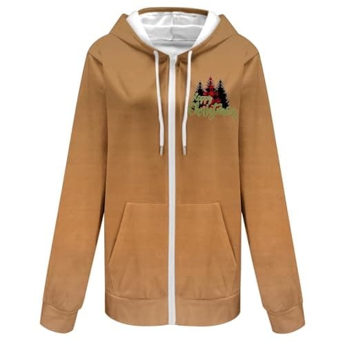 Refined Title: Women's Christmas Letter Print Hooded Coat