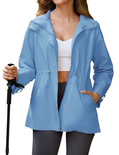 Avoogue Women's Lightweight Hooded Waterproof Raincoat for Hiking and Travel