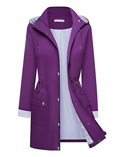 Women's Waterproof BBX Lephsnt Rain Jacket Lightweight Hooded Trench Coat