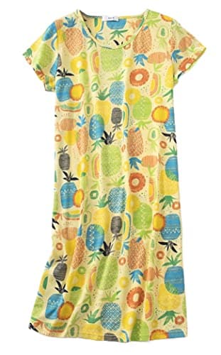 PNAEONG Women's Cotton Short Sleeve Nightgown Casual Print Sleepdress