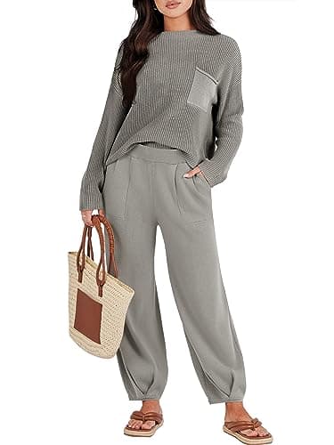 Caracilia Women's 2-Piece Knit Tops and Loose Pants Sets