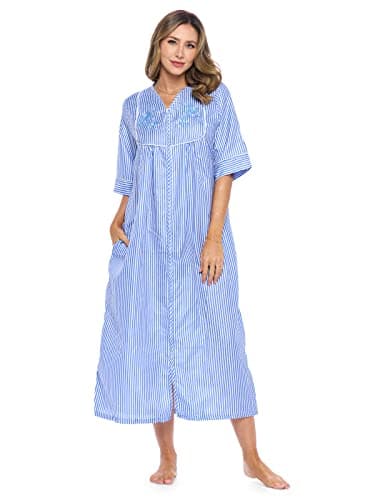 Casual Nights Women's Zip Front Woven House Dress for Night Relax | 3/4 Sleeves Lounger
| Casual Nights Women's Zip Front Woven House Dress | 3/4 Sleeves Long Duster Lounger for Casual Nights
| Casual Nights Women's Zip Front Woven House Dress | 3/4