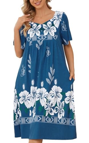 Women's Short Sleeve House Dress with Pockets