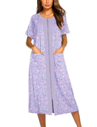 Ekouaer Soft Zipper Bathrobe for Women with Pockets
