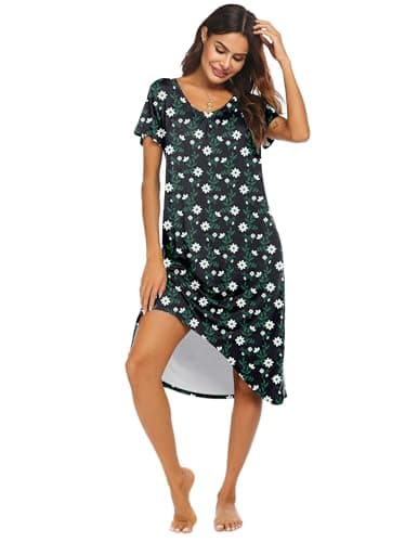 Ekouaer Comfy Plus Size Womens Short Sleeve Sleepwear S-3XL