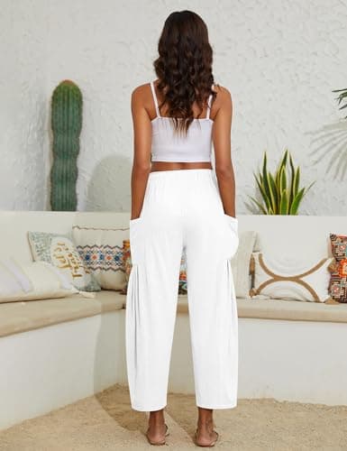 Marvmys Women's Lightweight Boho Linen Pants with Pockets