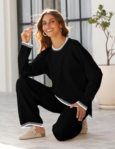 Women's Knit Sweater and Wide Leg Pants Set