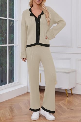 Cakulo Women's 2024 Lounge Sets Cardigan Knit Pants Matching Outfit
