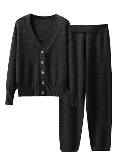 Caracilia Women's V-Neck Cardigan & Matching Pants Fall Loungewear