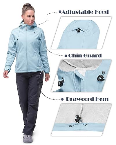 Womens Softshell Fleece Lined Windproof Jacket 33000FT Outdoor Hiking