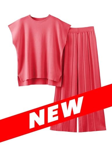 VATEAMI Women's High Waist Wide Leg Pullover Sweater Set