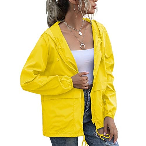 PESION Women's Waterproof Raincoat with Hood and Pocket