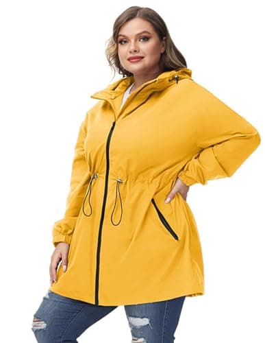 Hanna Nikole Women's Plus Size Long Hooded Raincoat