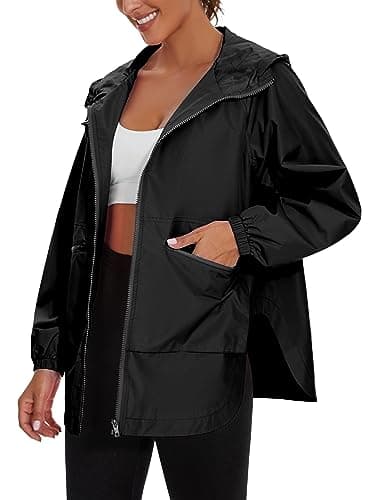 PESION Women's Waterproof Lightweight Raincoat with Pockets