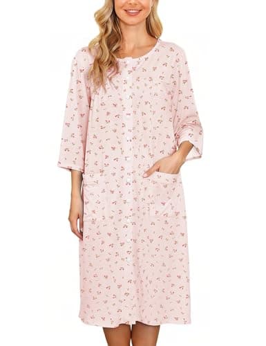 Bloggerlove Women Cotton Snap Front Nightgown 3/4 Sleeve Duster Robe with Pockets Patio Dress  
Bloggerlove Women Comfortable Cotton Snap Front Nightgown 3/4 Sleeve Duster Robe Patio Dress  
Bloggerlove Women Versatile Cotton Snap Front Nightgown 3/4