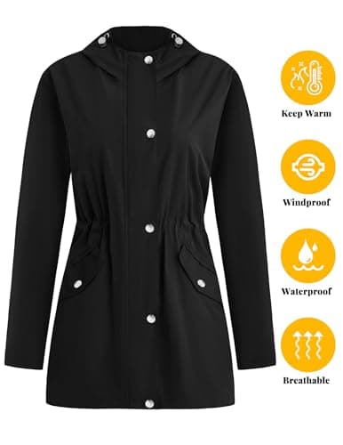 APRRAIN Women's Lightweight Waterproof Long Hooded Raincoat