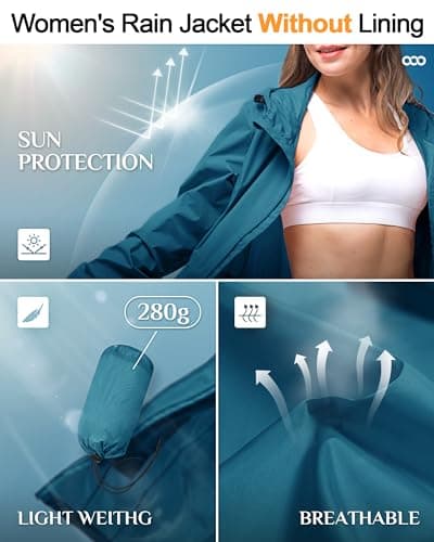 Women's 33,000ft Waterproof Long Rain Coat with Hood Windbreaker