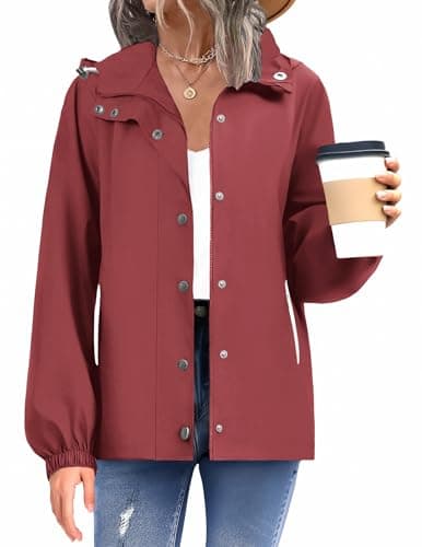 Zeagoo Women's Waterproof Rain Jacket with Hood - Lightweight Windbreaker Coated with Pockets