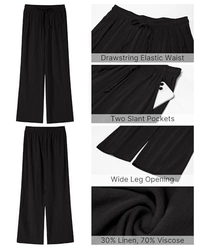 GRAPENT Wide Leg High Waisted Linen Pants for Women with Pockets