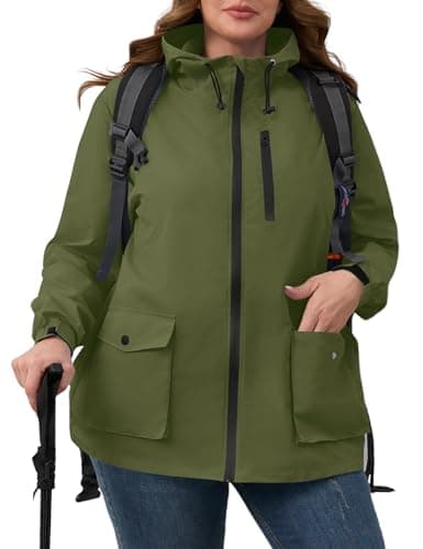 Plus Size Avoogue Womens Rain Jacket with Hood