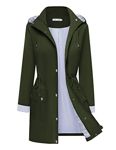 Women's Waterproof BBX Lephsnt Rain Jacket Lightweight Hooded Trench Coat