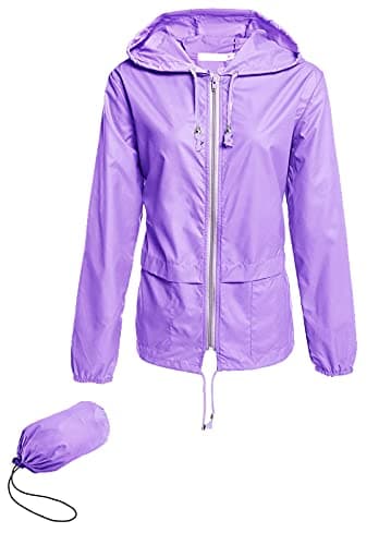 Hount Women's Lightweight Waterproof Hooded Raincoat Packable Outdoor Jacket (S-3XL)