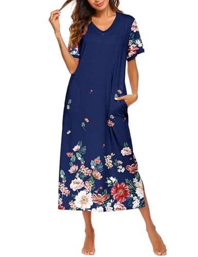 Ekouaer Women's Full-Length Short Sleeve Nightgown