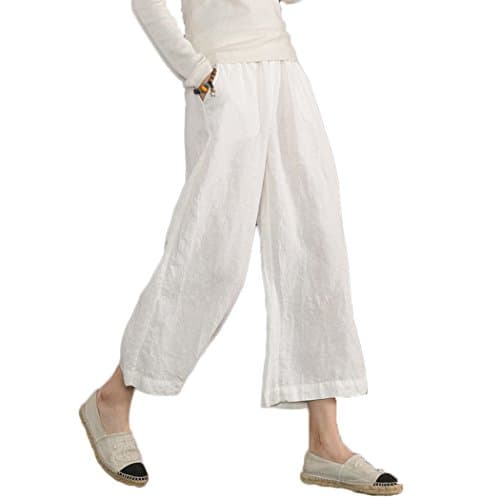 Sure, here's a refined and simplified version of the title:

ECUPPER Women's Loose Elastic Waist Cotton Cropped Wide Leg Pants