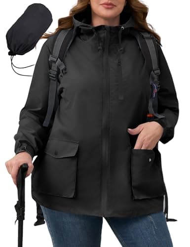 Plus Size Avoogue Womens Rain Jacket with Hood