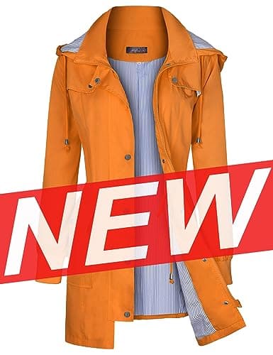 Bloggerlove Women's Lightweight Waterproof Raincoat with Hood S-XXL