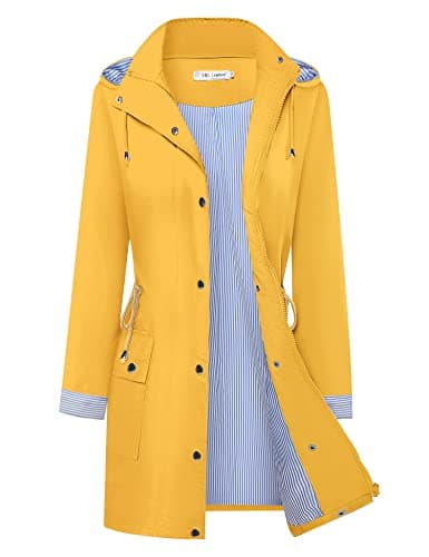 Women's Waterproof BBX Lephsnt Rain Jacket Lightweight Hooded Trench Coat