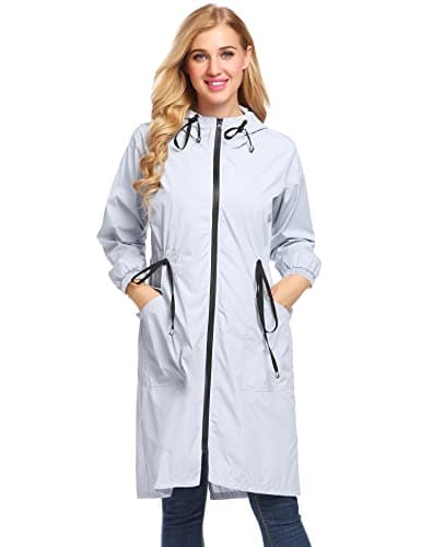 ELESOL Women's Waterproof Long Hooded Raincoat Light & Travel Trench Coat S-3XL