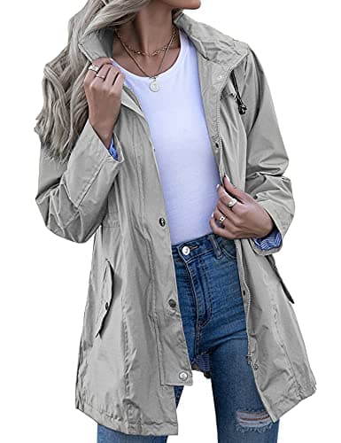 Kikibell Women's Striped Hooded Raincoat