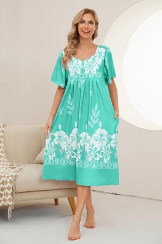 Concise Title: Women House Dresses with Pockets S-3XL