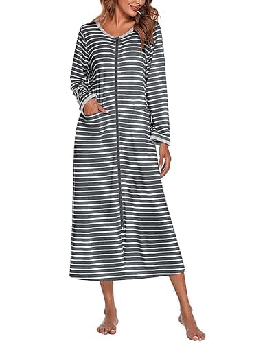 Ekouaer Women's Long House Coat with Pockets S-4XL
