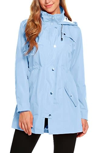 ZHENWEI Women's Lightweight Hooded Waterproof Outdoor Rain Jacket S-XXL