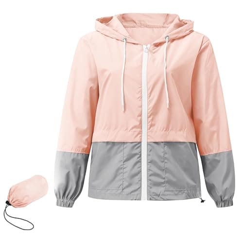 Zando Plus Size Women's Waterproof Hooded Raincoat Light & Packable